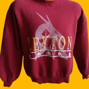 Vintage 90's Sweatshirt Medium Russell Athletic Red "Leyton" USA Leyton Chief